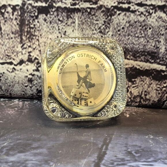 Vintage 1908 Cawston Ostrich Farm Gambling Glass Paperweight California - Picture 2 of 7